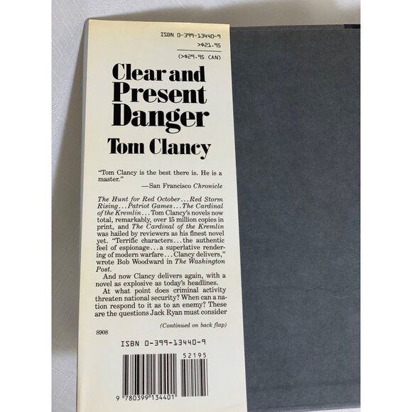 Tom Clancy "Clear And Present Danger" First Edition Hardcover Book Fiction - Picture 5 of 8